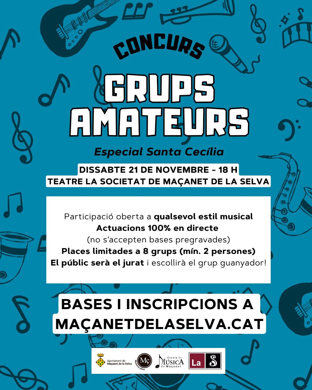 L’Escola Municipal de Música de Maçanet de la Selva impulsa un concurs de grups amateurs per Santa Cecília